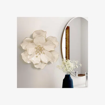 The Range Cream Metal Wall Flower Decor - Cream