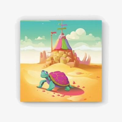 The Range Turtle On A Beach Holiday HD Metal Print - Yellow / 30cm