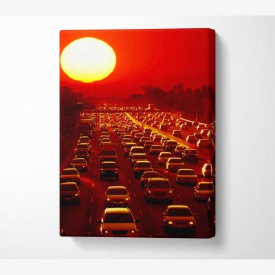 The Range Los Angeles Highway Sun Blaze Canvas Print Wall Art - Yellow / 66.04cm