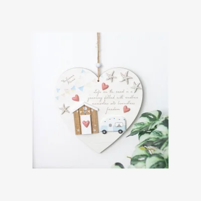 The Range Life on the Road Shell Caravan Heart Wall Decor - Beach  Travel Gift - White