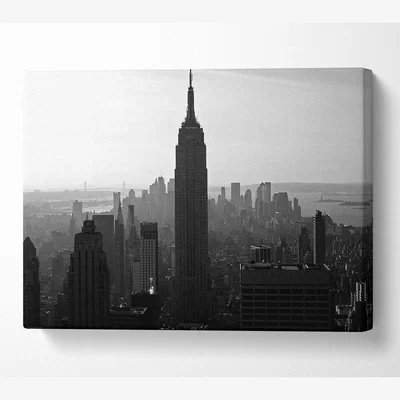 The Range Empire State Building B n W Morning Canvas Print Wall Art - Yellow / 81.28cm