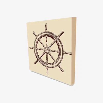 The Range Ship Steering Wheel - Graphic Art Print on Canvas - Brown / 114cm