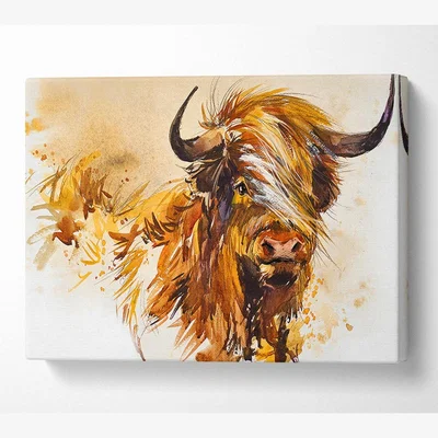 The Range The Highland Cow Illustration - Yellow / Extra Large 32 x 48