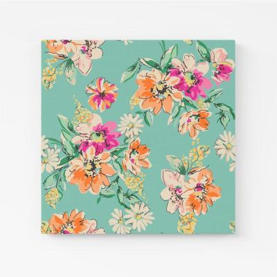 The Range Bright Flower Sketch Canvas Print - Green / Large