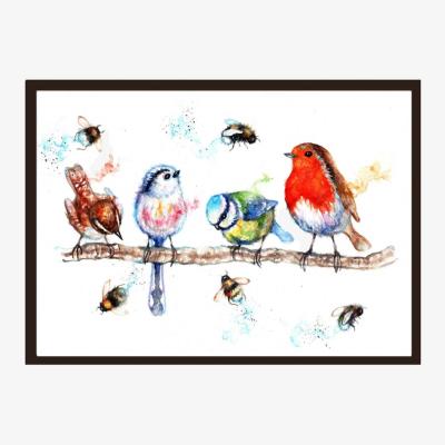The Range Birds and the Bees Framed Wall Art - powderblue