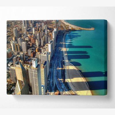 The Range Chicago Beach Canvas Print Wall Art - Yellow / 66.04cm
