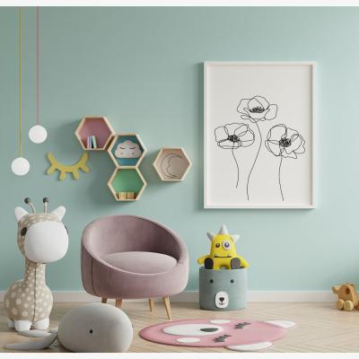 The Range Monochrome Line Drawn Poppies Art Print - White / 42cm