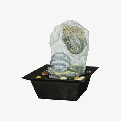 The Range Buddha Plaque Tabletop Indoor Fountain  Water Feature with Pebbles - Brown