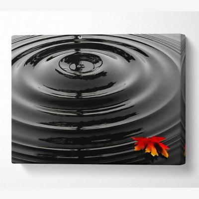 The Range Rippled Autumn Leave Canvas Print Wall Art - Yellow / 101.6cm