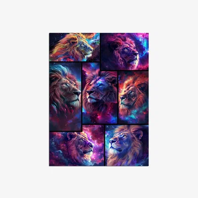The Range Lion Collage Metal Wall Art - Silver / 200g