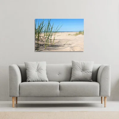The Range Grass in the sand dunes with the lake in the background Canvas Print - Blue / 46cm / 31cm