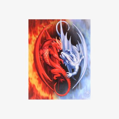 The Range Fire And Ice Dragon Standoff Canvas Wall Art - Multicolor