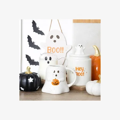 The Range Ghostly Boo Hanging Sign For Halloween Decor - White
