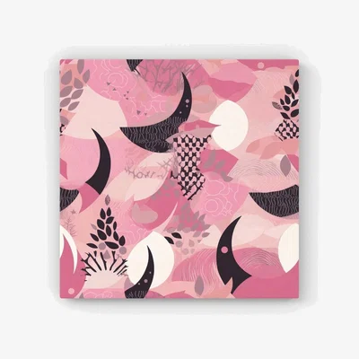 The Range Abstract Pink Moon Pattern HD Metal Print - Pink / 56cm