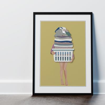 The Range Laundry Room Framed Art Print Mustard Yellow Laundry Basket - Yellow
