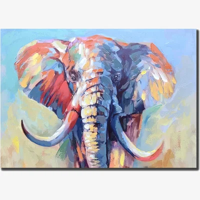 The Range Bright Hand Painted Elephant Canvas