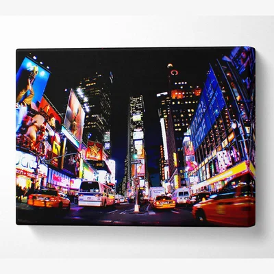 The Range New York Broadway Yellow Cabs Canvas Print Wall Art - Yellow / 101.6cm