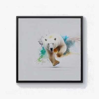 The Range Charging Polar Bear Canvas Print - White / Black Frame / 101.6cm