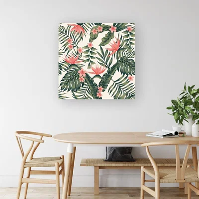The Range Dark Tropical Green Leaves Canvas Print - Green / Medium