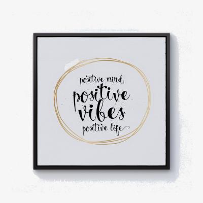 The Range Positive Mind, Vibes, Life Canvas Print - Black / 101.6cm / Black Frame