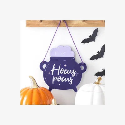 The Range Hocus Pocus Cauldron Hanging Sign For Halloween Decor - Blue