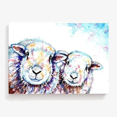 The Range Herdwick Sheep Watercolor Canvas Print - Brown / 24 x 32in