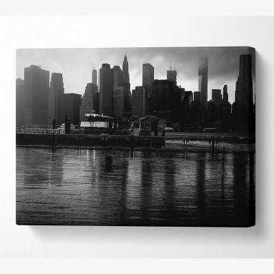 The Range Hudson River New York B n W Canvas Print Wall Art - Yellow / 50.8cm