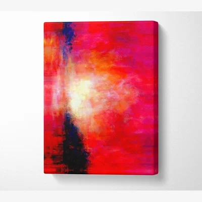 The Range Abstract Pink River Canvas Print Wall Art - Yellow / Medium 20 x 32 Inches