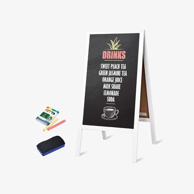The Range Foldable Advertising Board Double-Sided Chalkboard - White