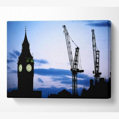 The Range London Big Ben Lilac Night Skys Canvas Print Wall Art - Yellow / 81.28cm