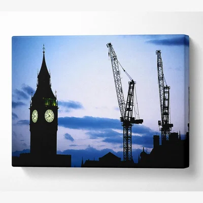 The Range London Big Ben Lilac Night Skys Canvas Print Wall Art - Yellow / 81.28cm