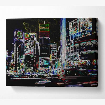 The Range London Night Life Canvas Print Wall Art - Yellow / 50.8cm