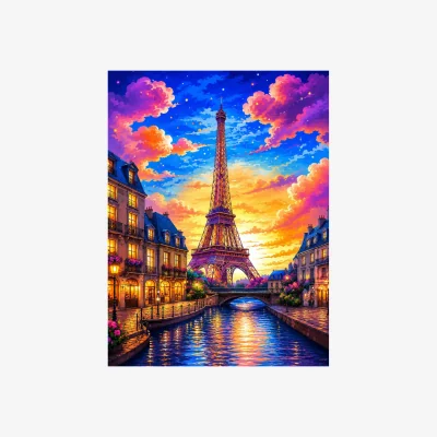 The Range Paris Eiffel Tower Colourful Sky 5D DIY Diamond Painting Kit - Multi