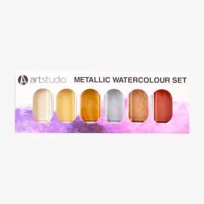 The Range Art Studio Watercolour Metallic Painting Set