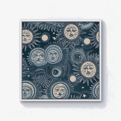 The Range Silver Blue Moon and Stars Canvas Print - Blue / 40.6cm / White Frame
