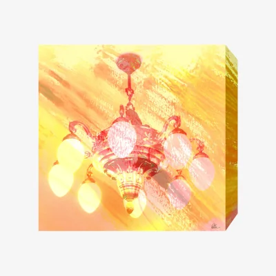The Range French Chandelier Graphic Art on Canvas - Yellow / 76cm