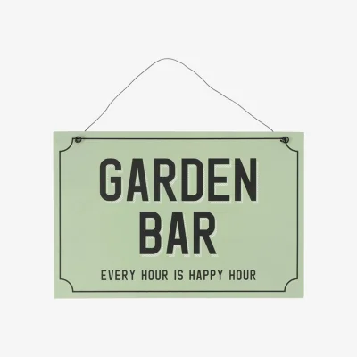 The Range Garden Bar Hanging Sign Humorous Outdoor Garden Decor 20cm x 30cm - Dark Green
