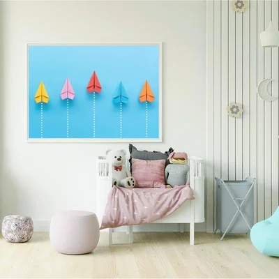 The Range Paper Aeroplanes Art Print - Blue / 59.4cm