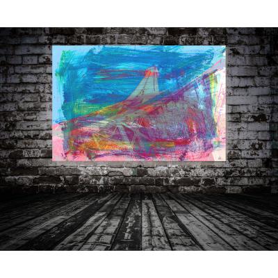 The Range Below the Tower by 17 Stories Art Print Wrapped on Canvas - Blue / 46cm
