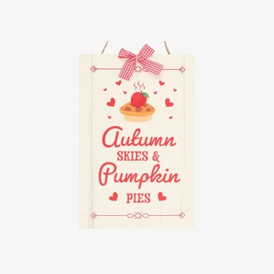 The Range Autumn Skies  Pumpkin Pies Hanging Sign - Cozy Fall Decor - White