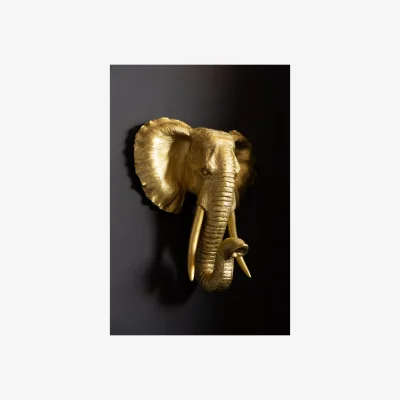 Rockett St George Extra Large Gold Elephant Head Wall Art