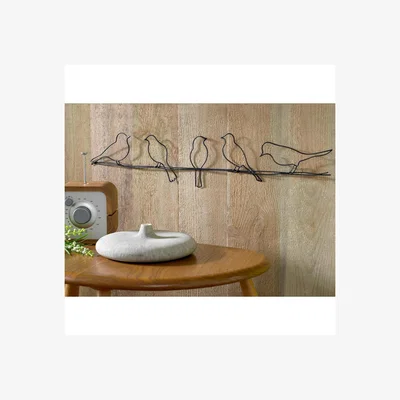 The Range Bird on a Wire Metal Wall Art - Black