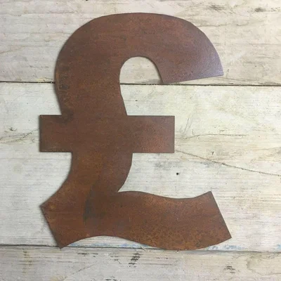 The Range Rusty 12 inch Fat Font Symbol Pound Sign - Rusted