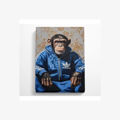 The Range Chimp Tracksuit Canvas Print - Black / 35.56cm