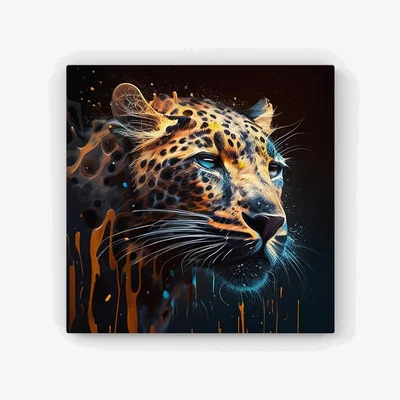 The Range Leapoard Face Splashart, Dark Background HD Metal Print - Yellow / 40cm
