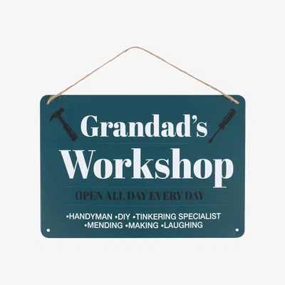 The Range Grandad's Workshop Hanging Metal Sign - Green