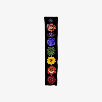 The Range Chakra Drop Banner - Midnight Batik Wall Art from Bali, 183x35cm - Multi