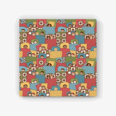 The Range Hand Drawn Sleeping Doodle Faces HD Metal Print - Red / 30cm