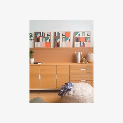 Rose & Grey Abstract Riad Taquin Wall Art
