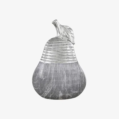 Teddy Beau Deco Home Medium Silver & Grey Pear Decoration / Silver